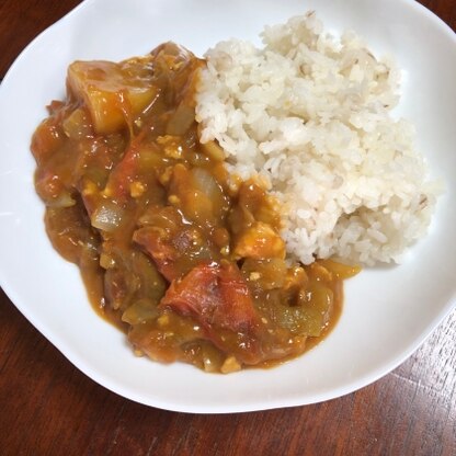 玉ねぎもトマトもたっぷり入れてみました！ 玉ねぎの甘みとトマトの味でとっても美味しく贅沢なカレーで家族からも好評でした⸜(*ˊᗜˋ*)⸝ レシピ感謝です♬